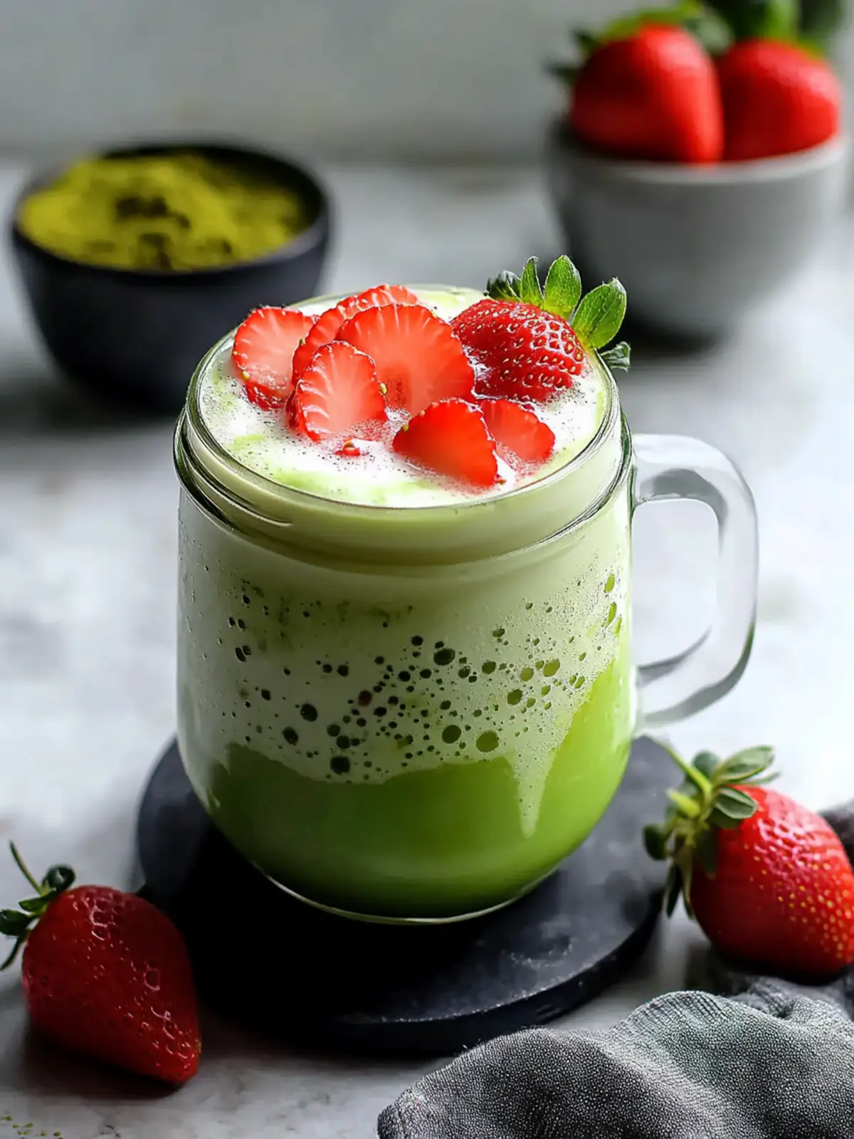Quick Strawberry Matcha Latte