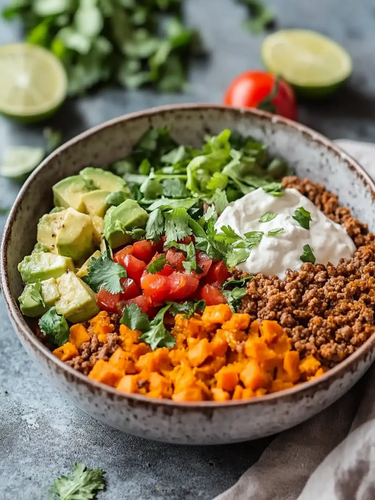 Baked Ground Turkey Sweet Potato Bowl