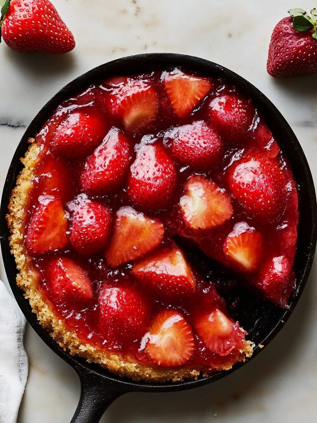 Strawberry Upside Down Skillet Cake