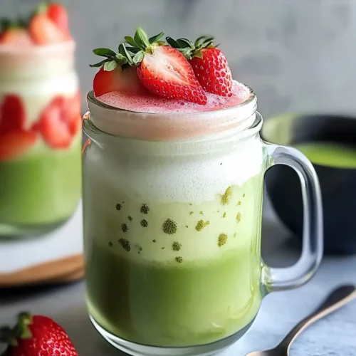 Quick Strawberry Matcha Latte