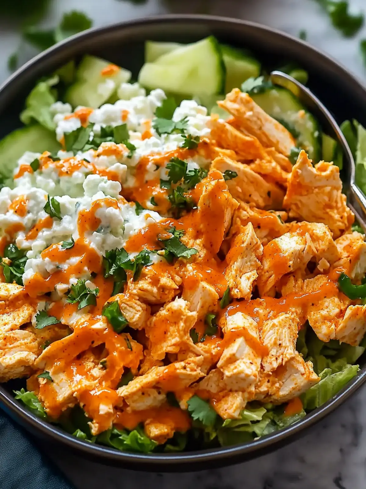 Juicy Buffalo Chicken Salad with Cottage Cheese