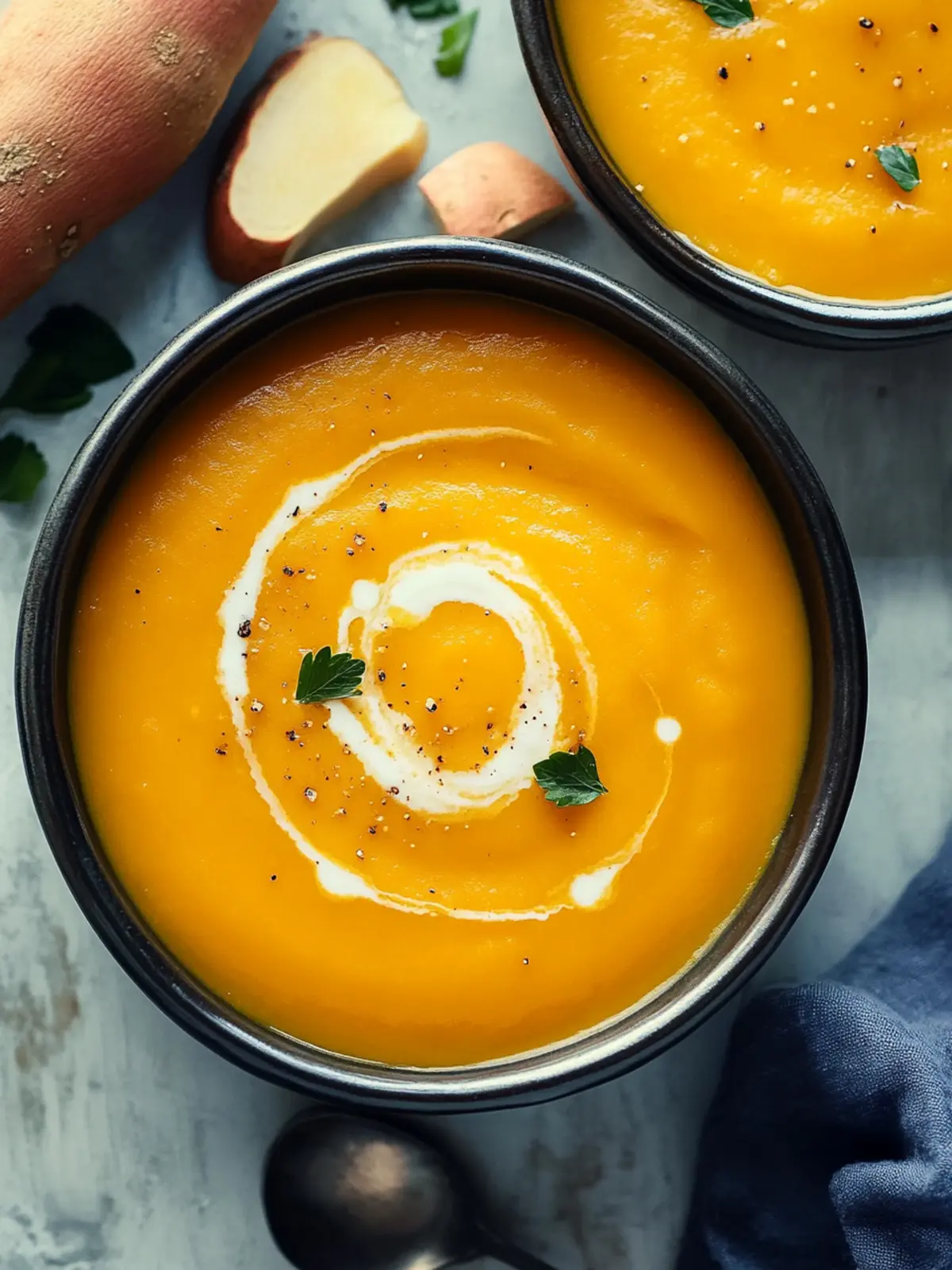 Velvety Butternut Squash Sweet Potato Soup
