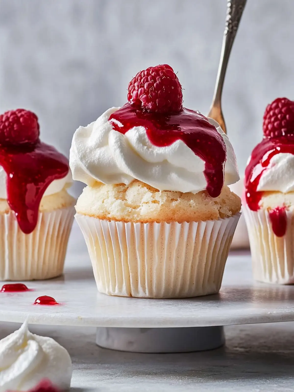 Pavlova Cupcakes With Raspberry Sauce