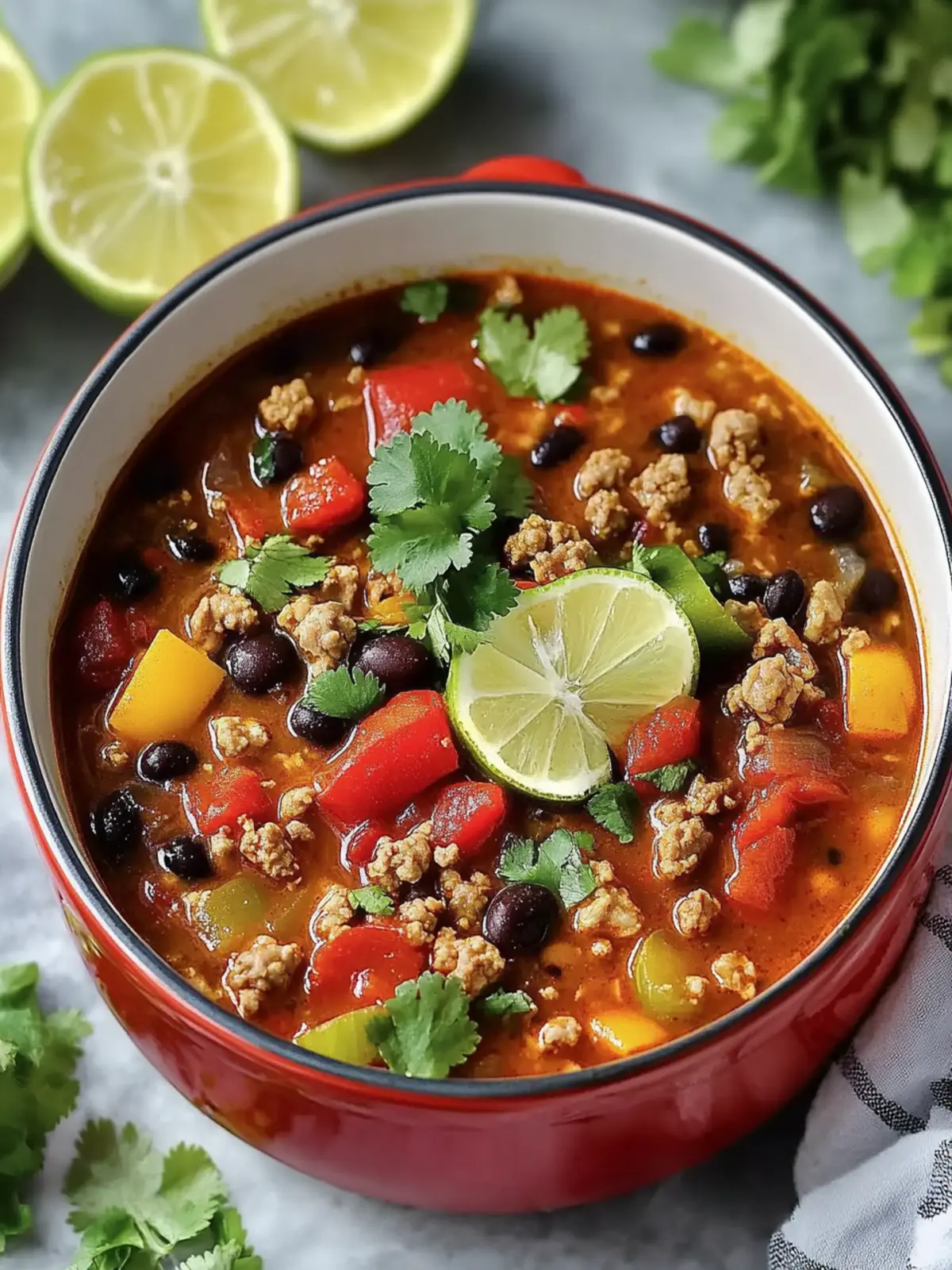 Homemade Ground Turkey and Black Bean Soup