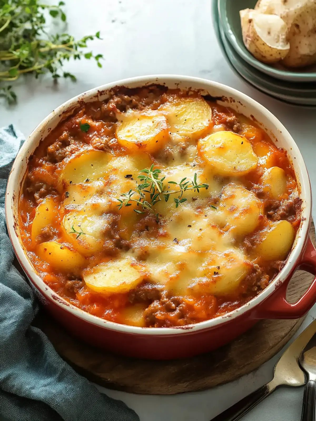 Best Hamburger and Potato Casserole with Tomato Soup