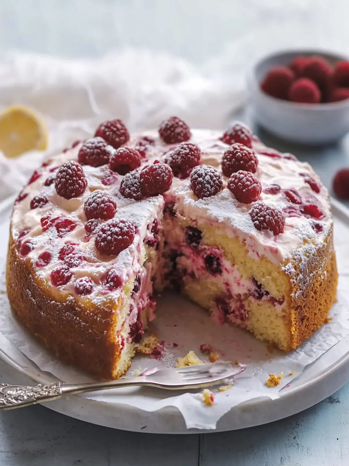 Lemon Raspberry Yogurt Cake