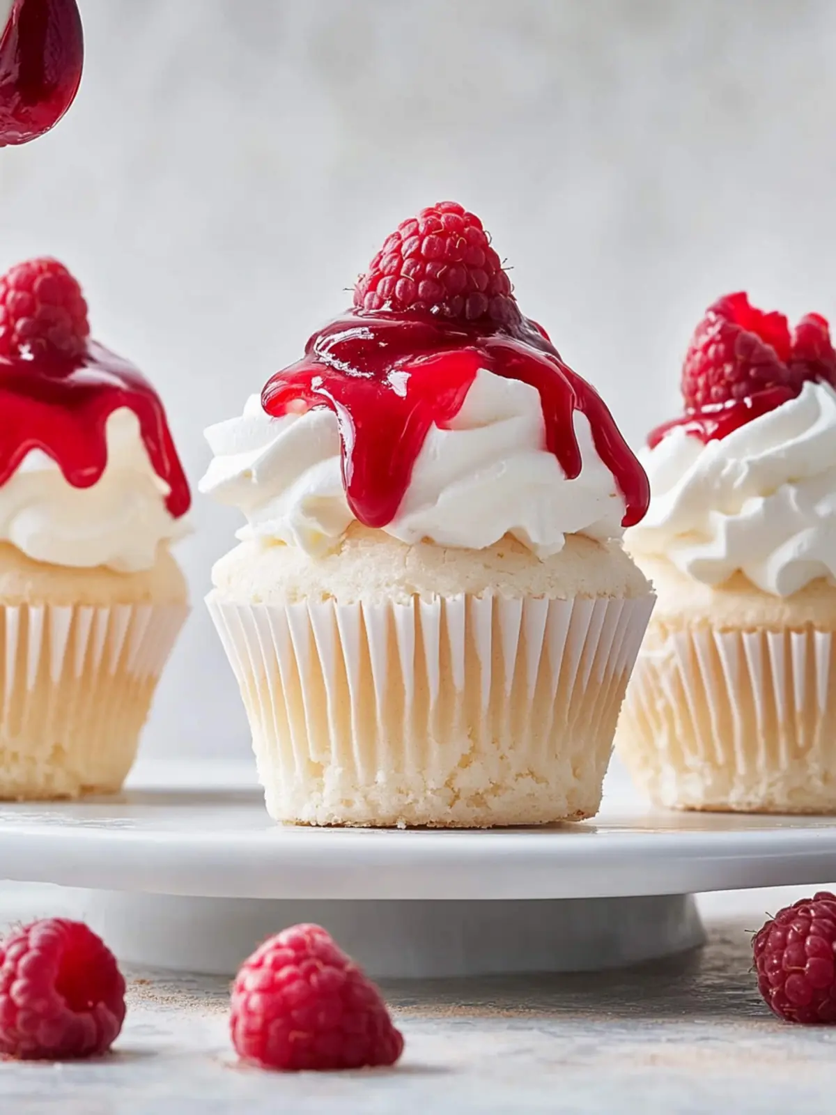 Pavlova Cupcakes With Raspberry Sauce