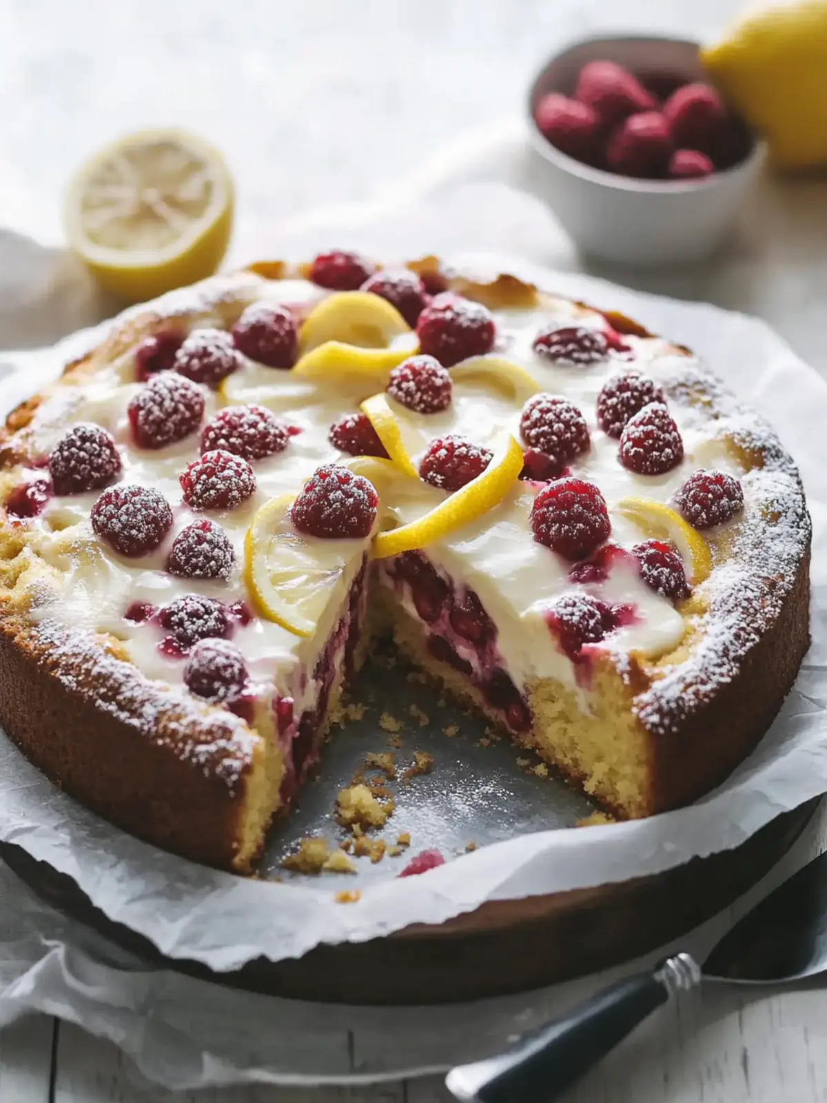 Lemon Raspberry Yogurt Cake