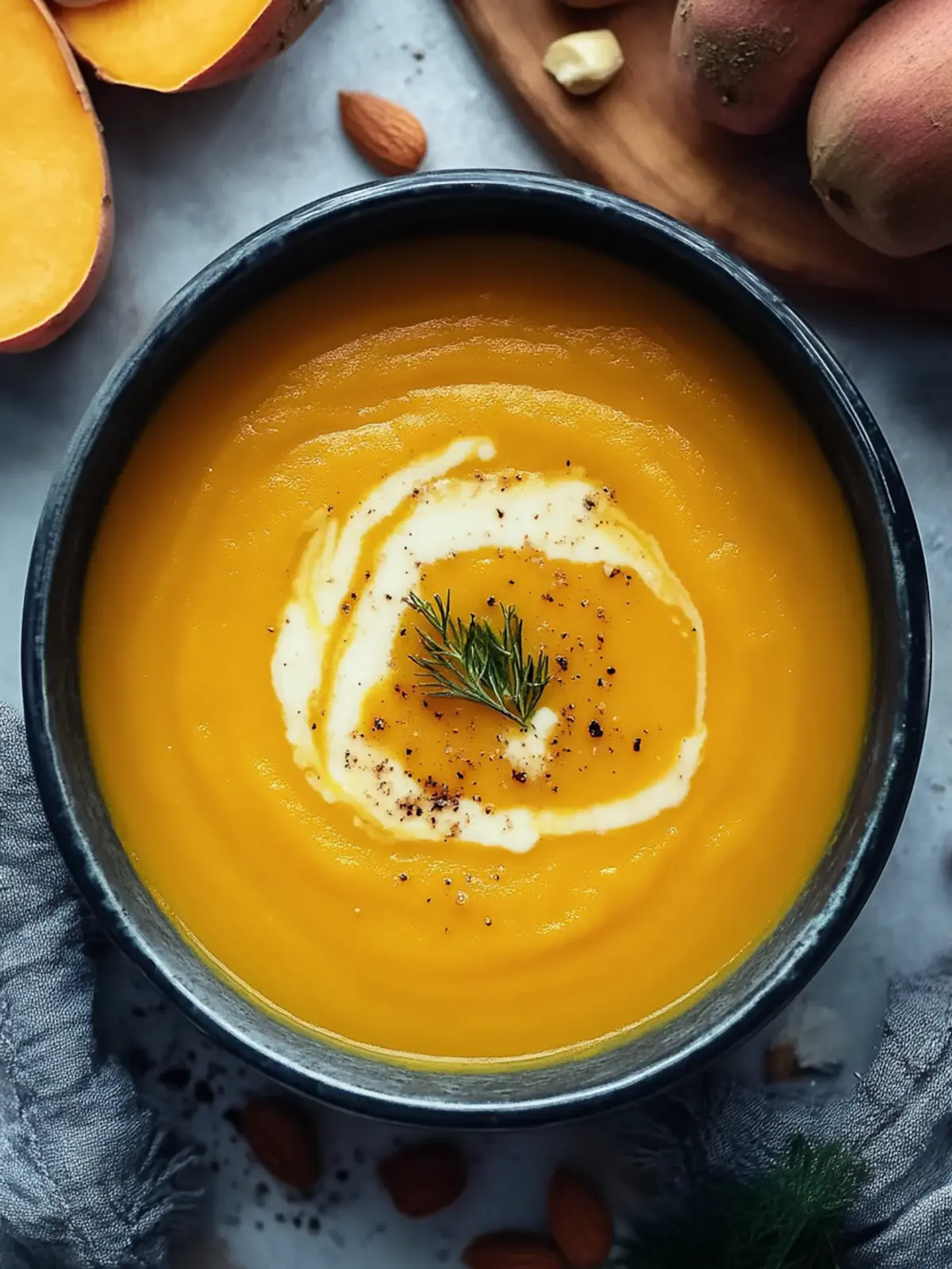 Velvety Butternut Squash Sweet Potato Soup