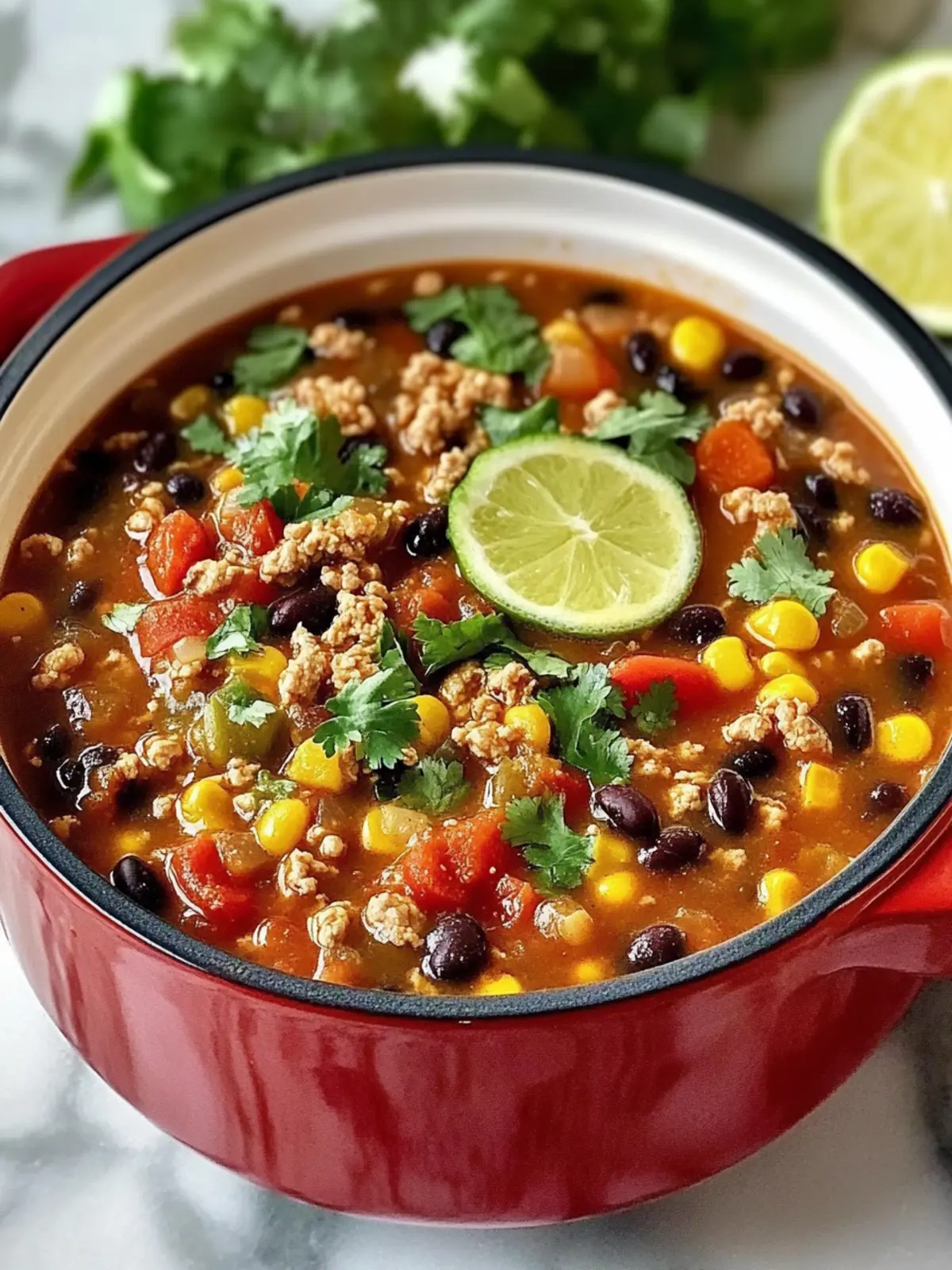 Homemade Ground Turkey and Black Bean Soup