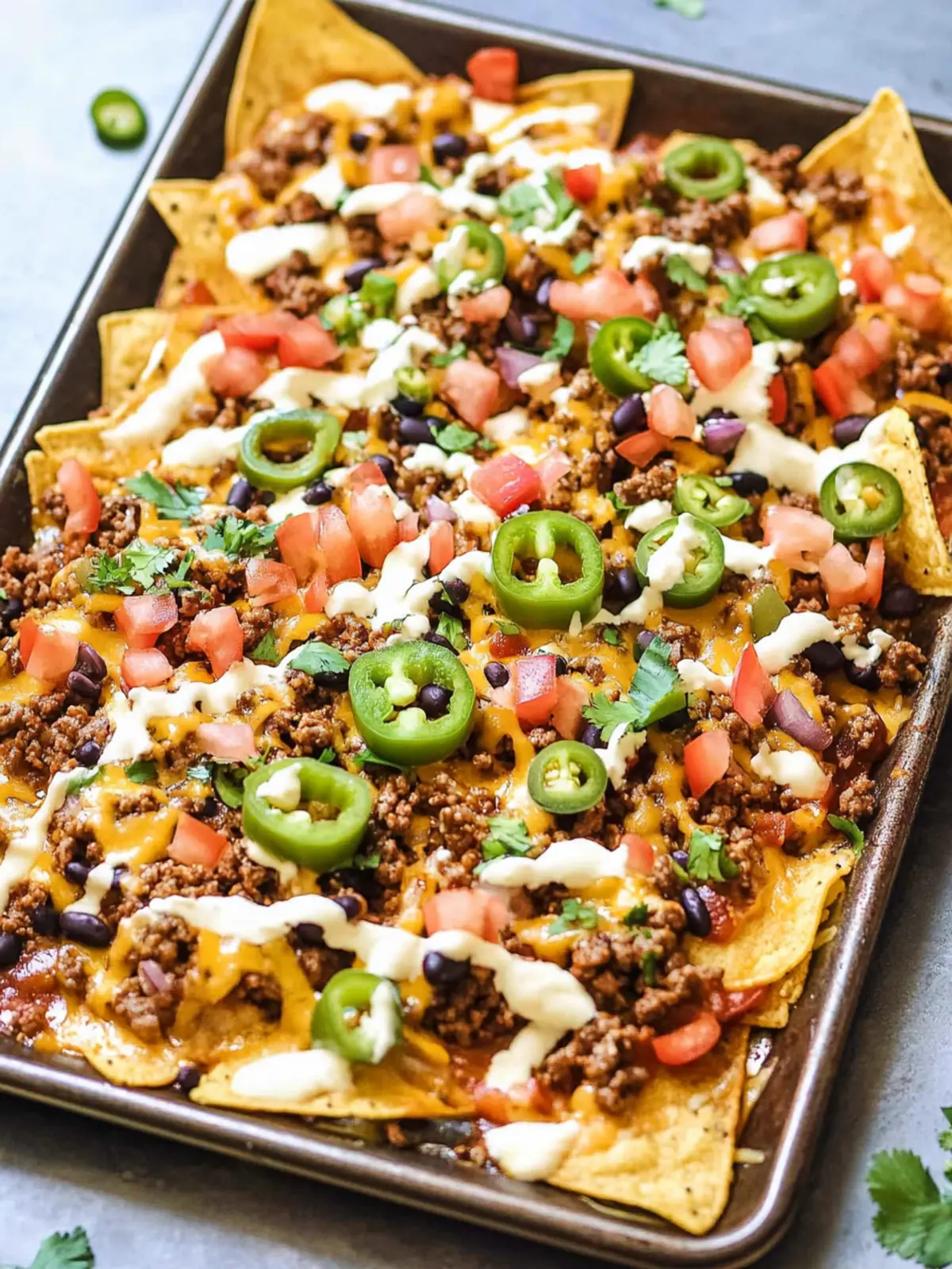 Fully Loaded Ground Beef Nachos (Sheet Pan Nachos)
