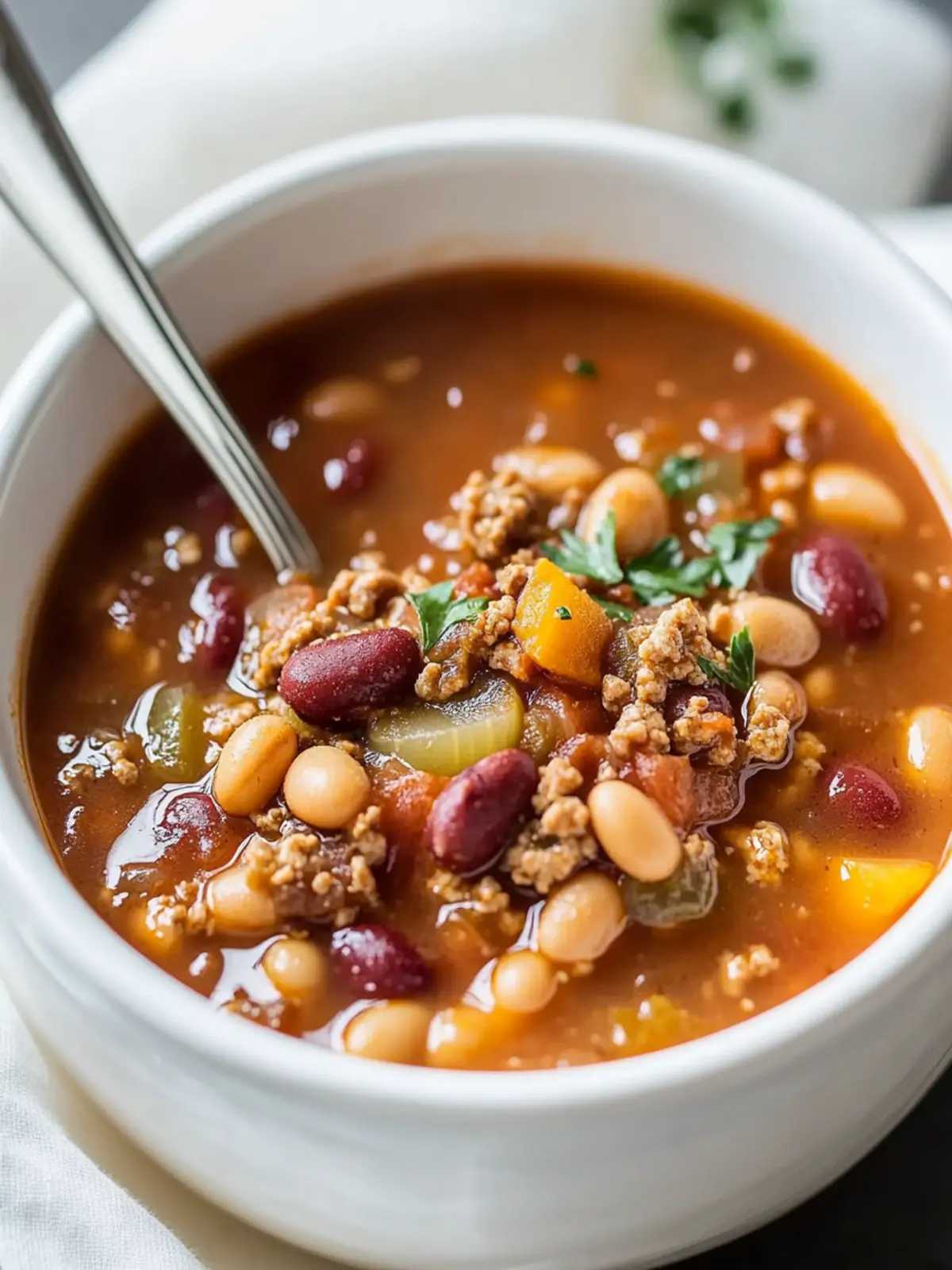 Easy Crock Pot 15 Bean Soup with Ground Turkey