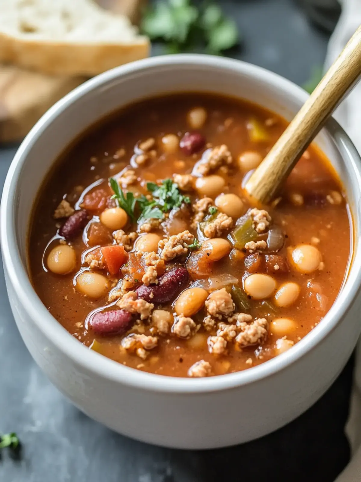 Easy Crock Pot 15 Bean Soup with Ground Turkey