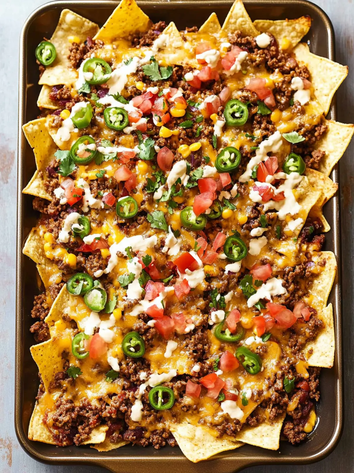 Fully Loaded Ground Beef Nachos (Sheet Pan Nachos)