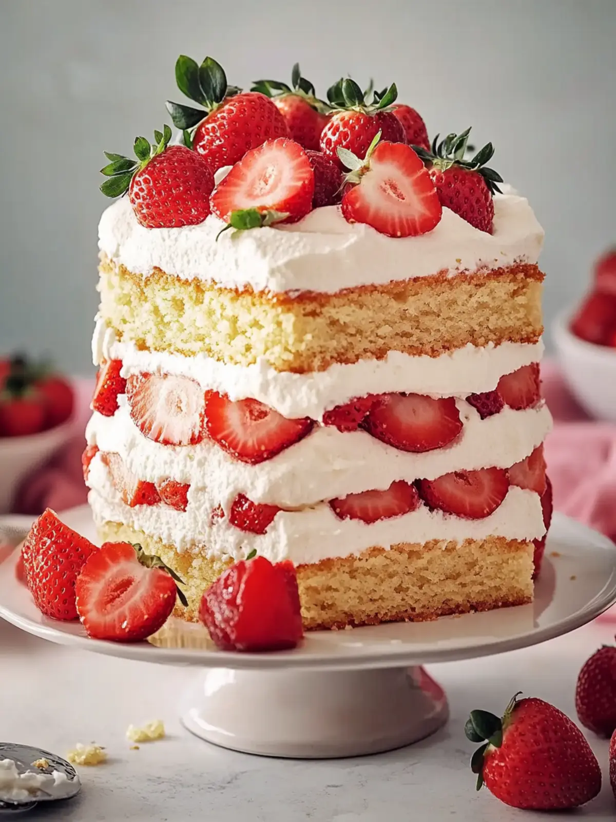 Moist Strawberry Shortcake Cake