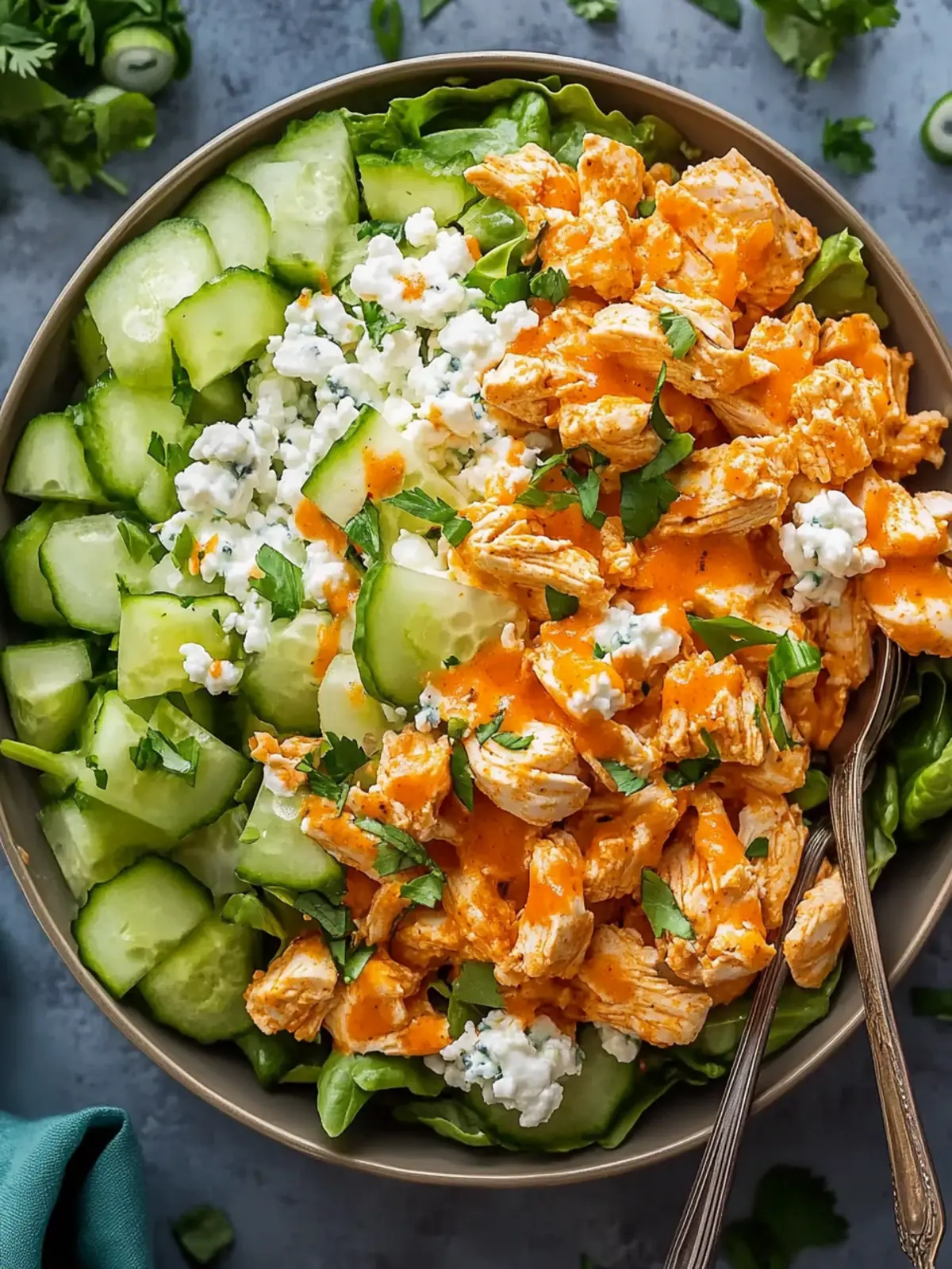 Juicy Buffalo Chicken Salad with Cottage Cheese