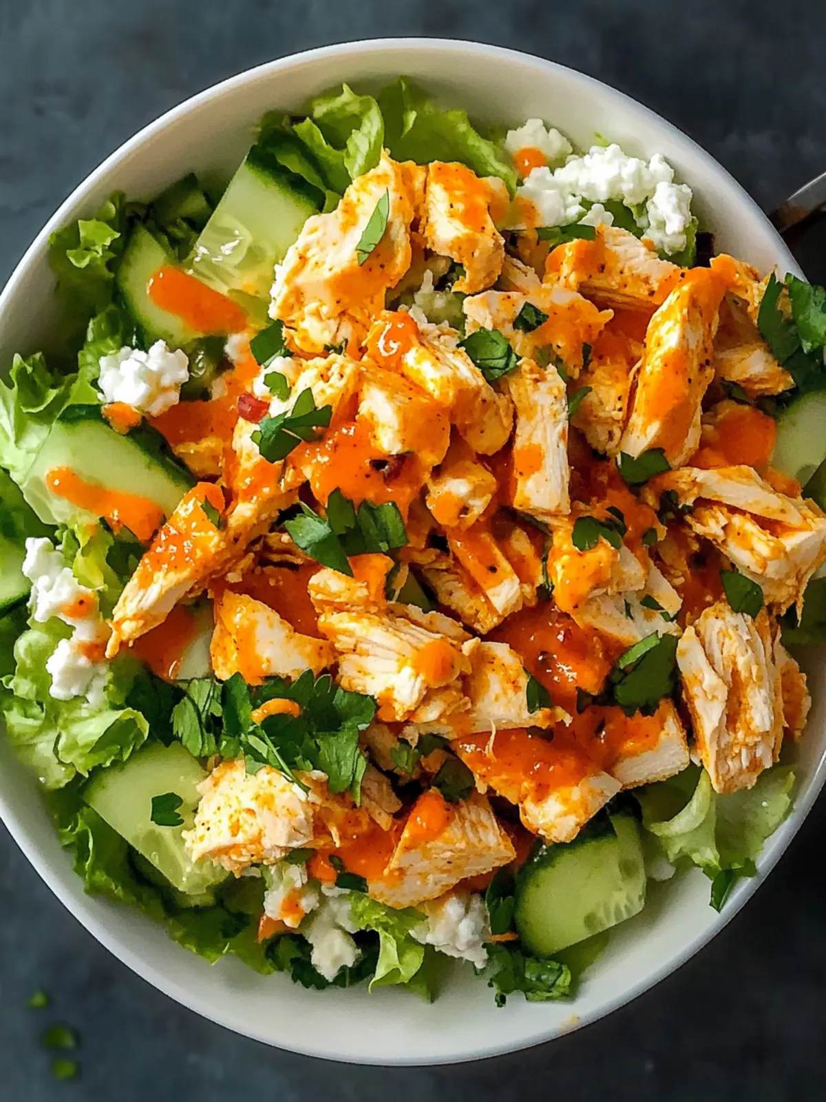 Juicy Buffalo Chicken Salad with Cottage Cheese