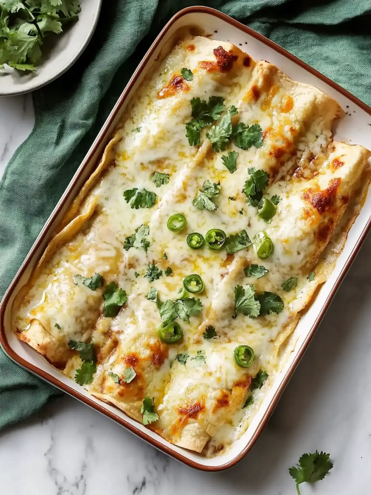 Baked Ground Turkey Enchiladas with White Sauce