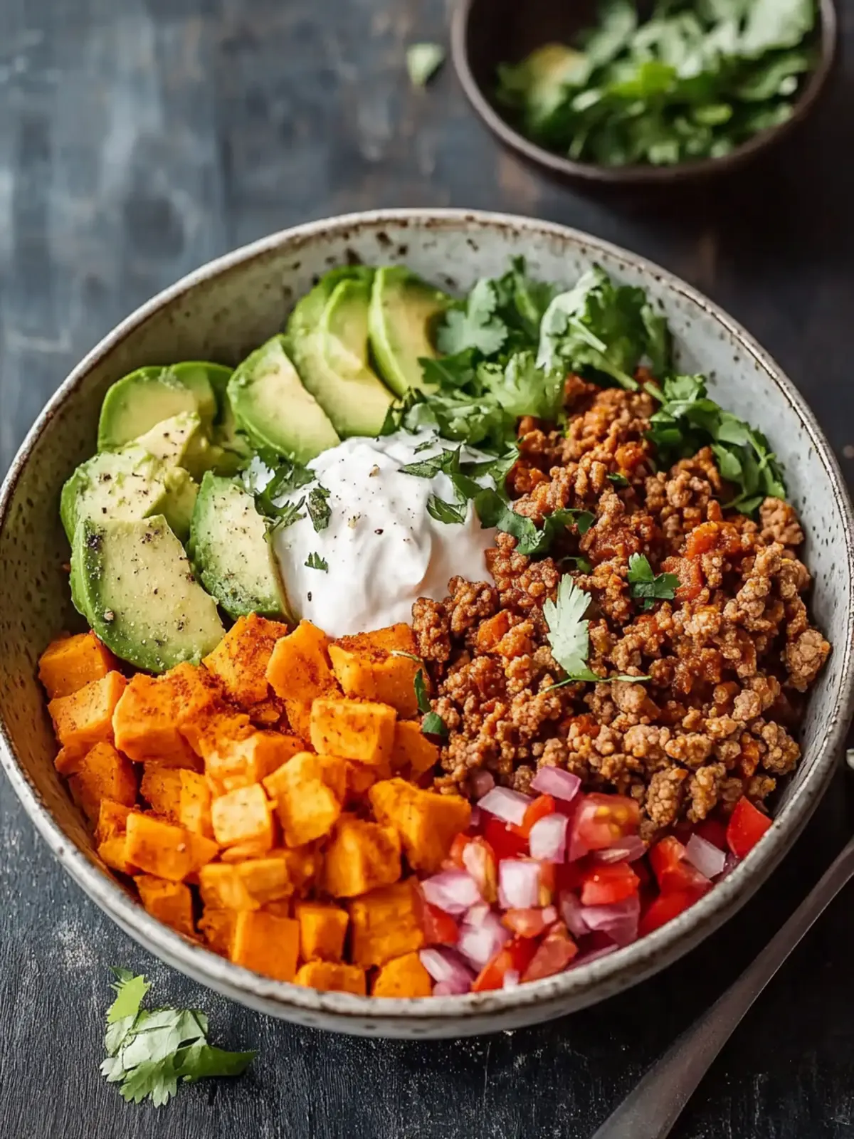 Baked Ground Turkey Sweet Potato Bowl