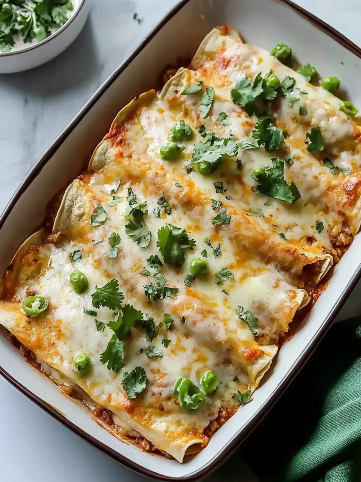 Baked Ground Turkey Enchiladas with White Sauce