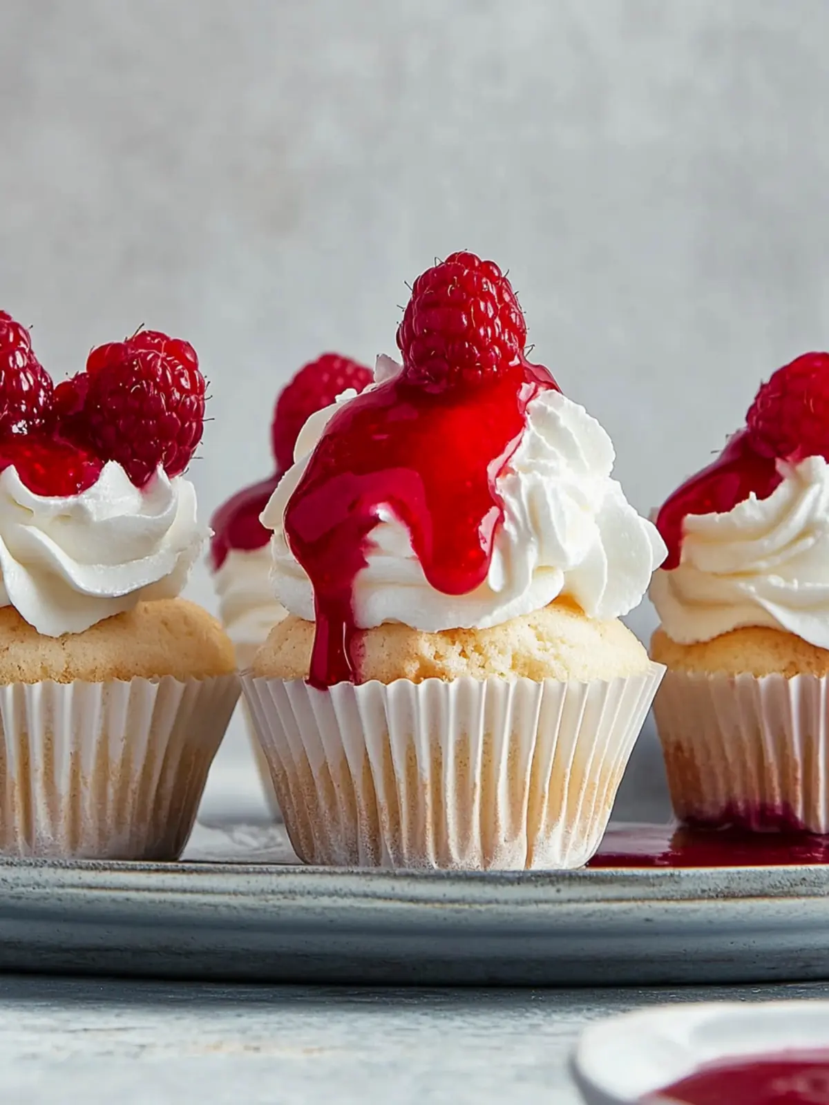 Pavlova Cupcakes With Raspberry Sauce