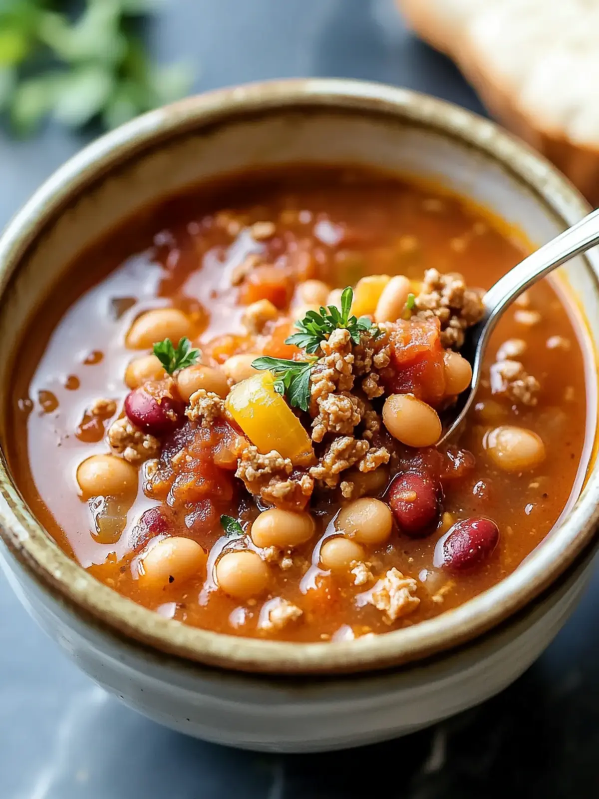 Easy Crock Pot 15 Bean Soup with Ground Turkey