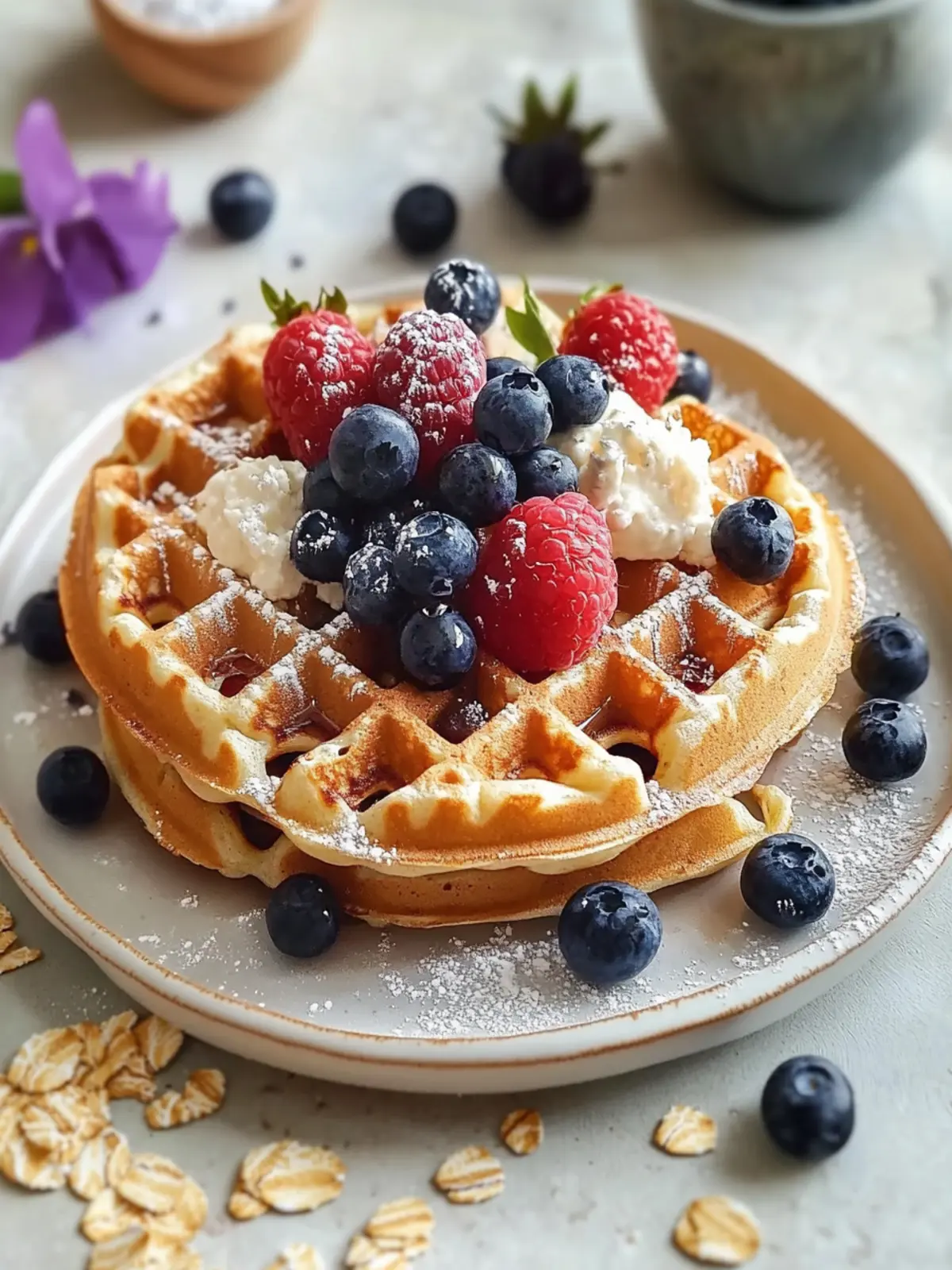 Gluten-Free Cottage Cheese Waffles with Oats