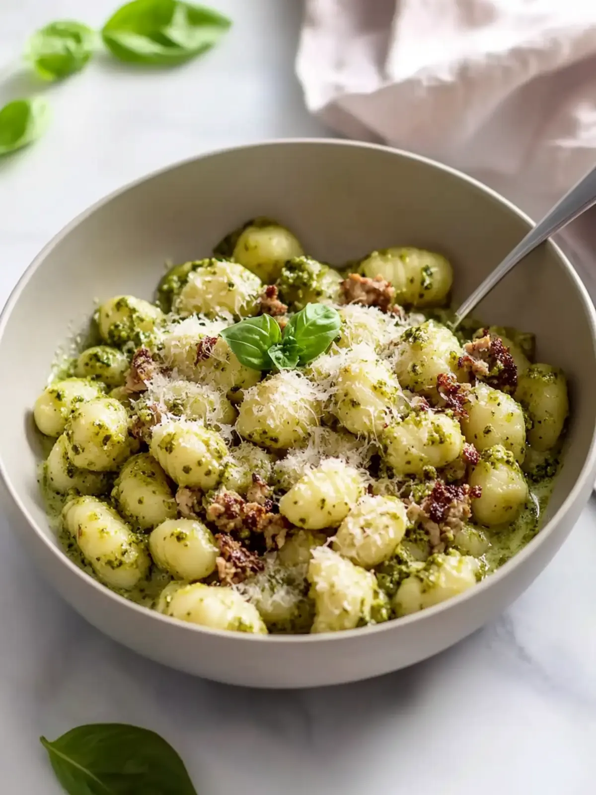 Creamy Pesto Gnocchi with Ground Turkey for Quick Dinners