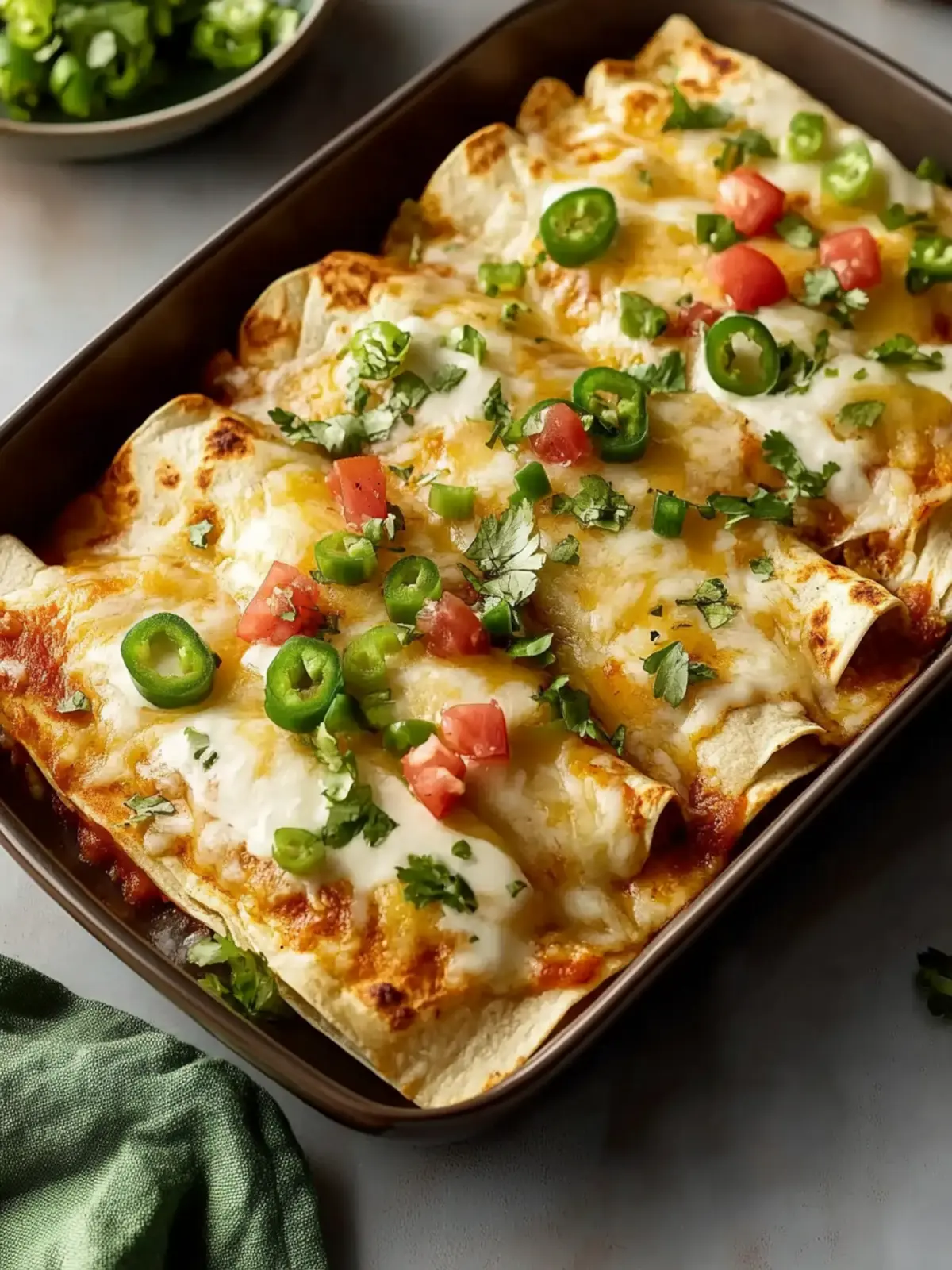 Baked Ground Turkey Enchiladas with White Sauce