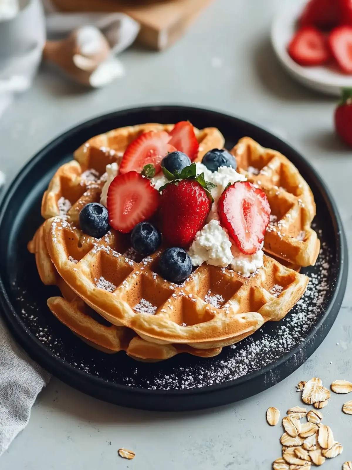 Gluten-Free Cottage Cheese Waffles with Oats for Easy Mornings