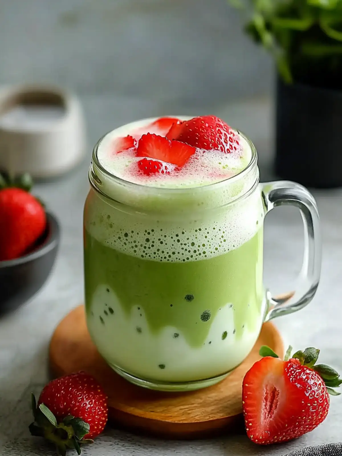 Quick Strawberry Matcha Latte
