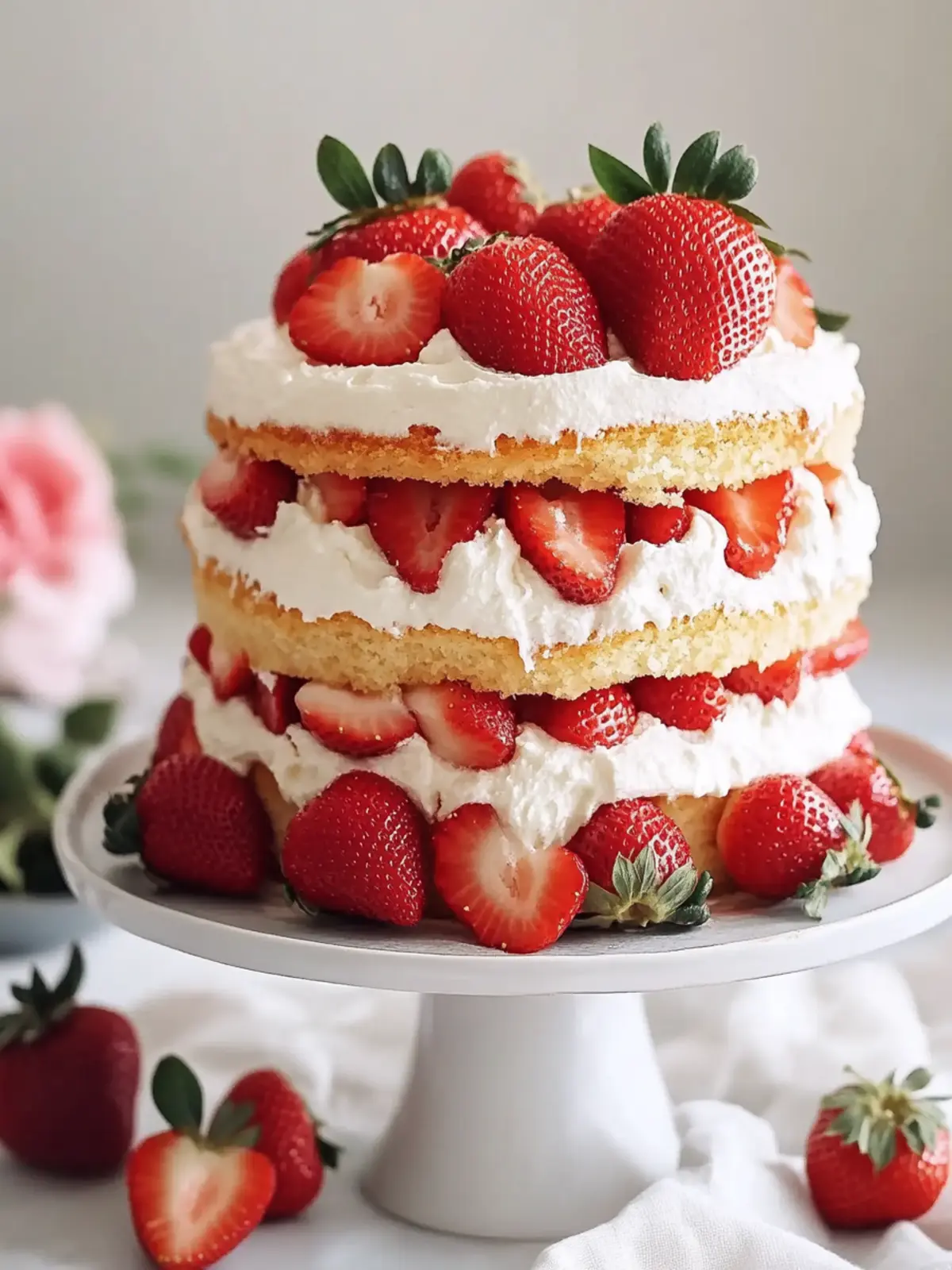 Moist Strawberry Shortcake Cake