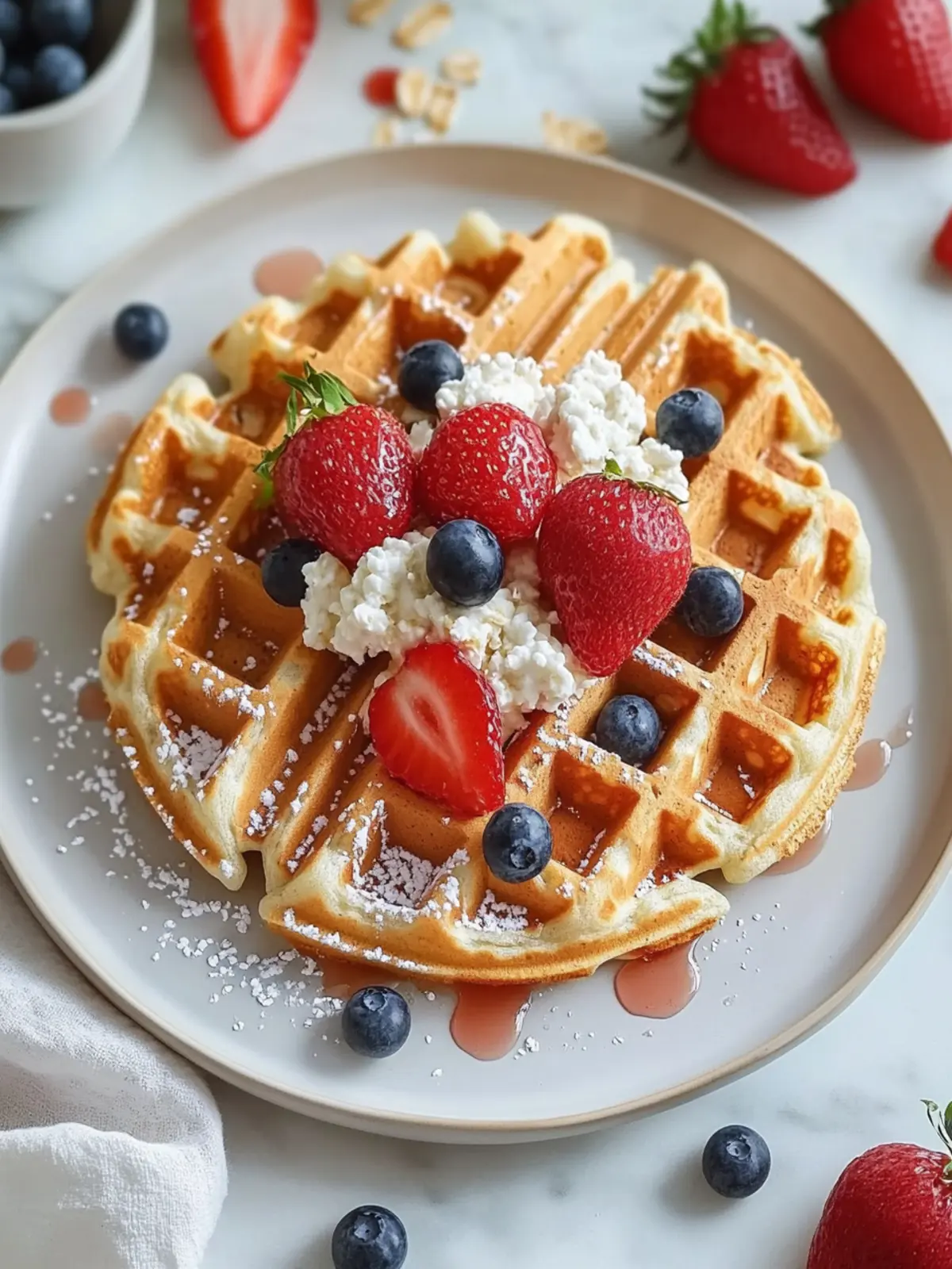 Gluten-Free Cottage Cheese Waffles with Oats