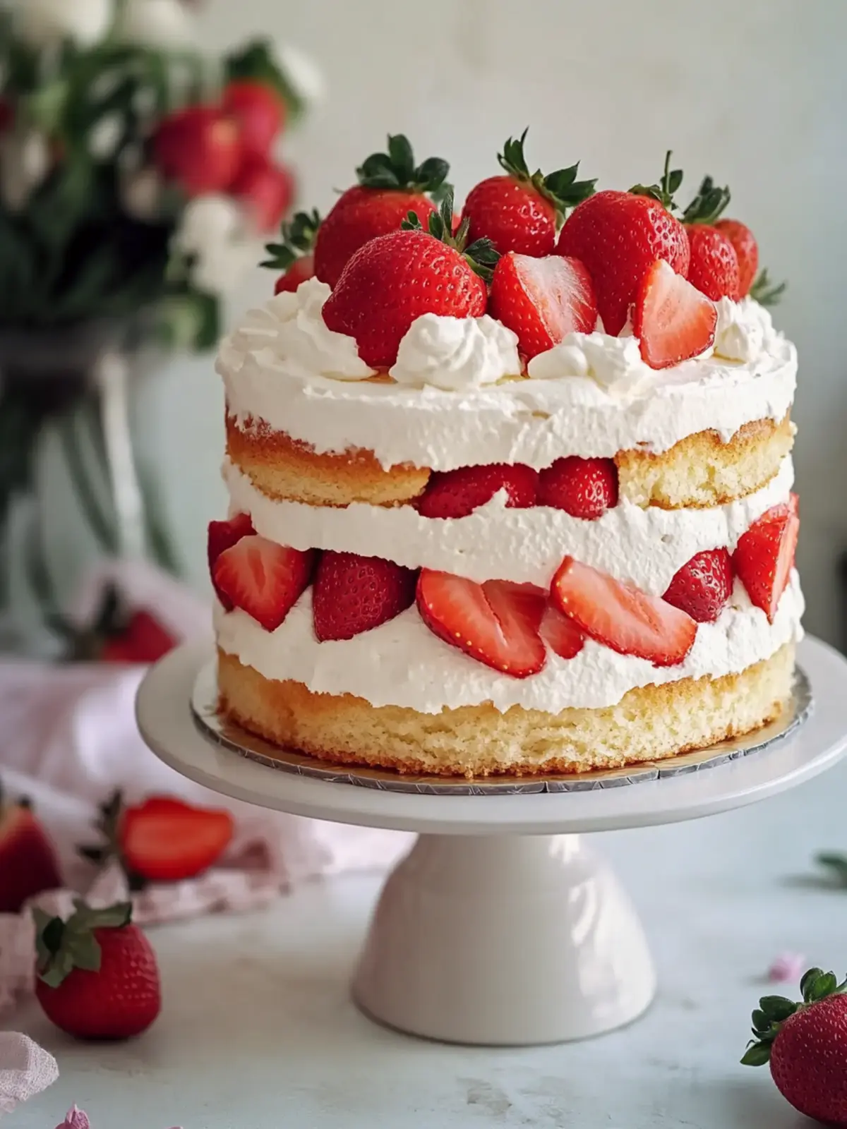 Moist Strawberry Shortcake Cake