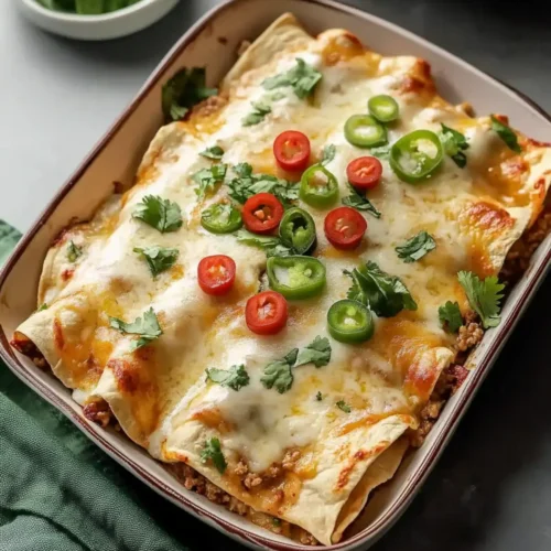 Baked Ground Turkey Enchiladas with White Sauce