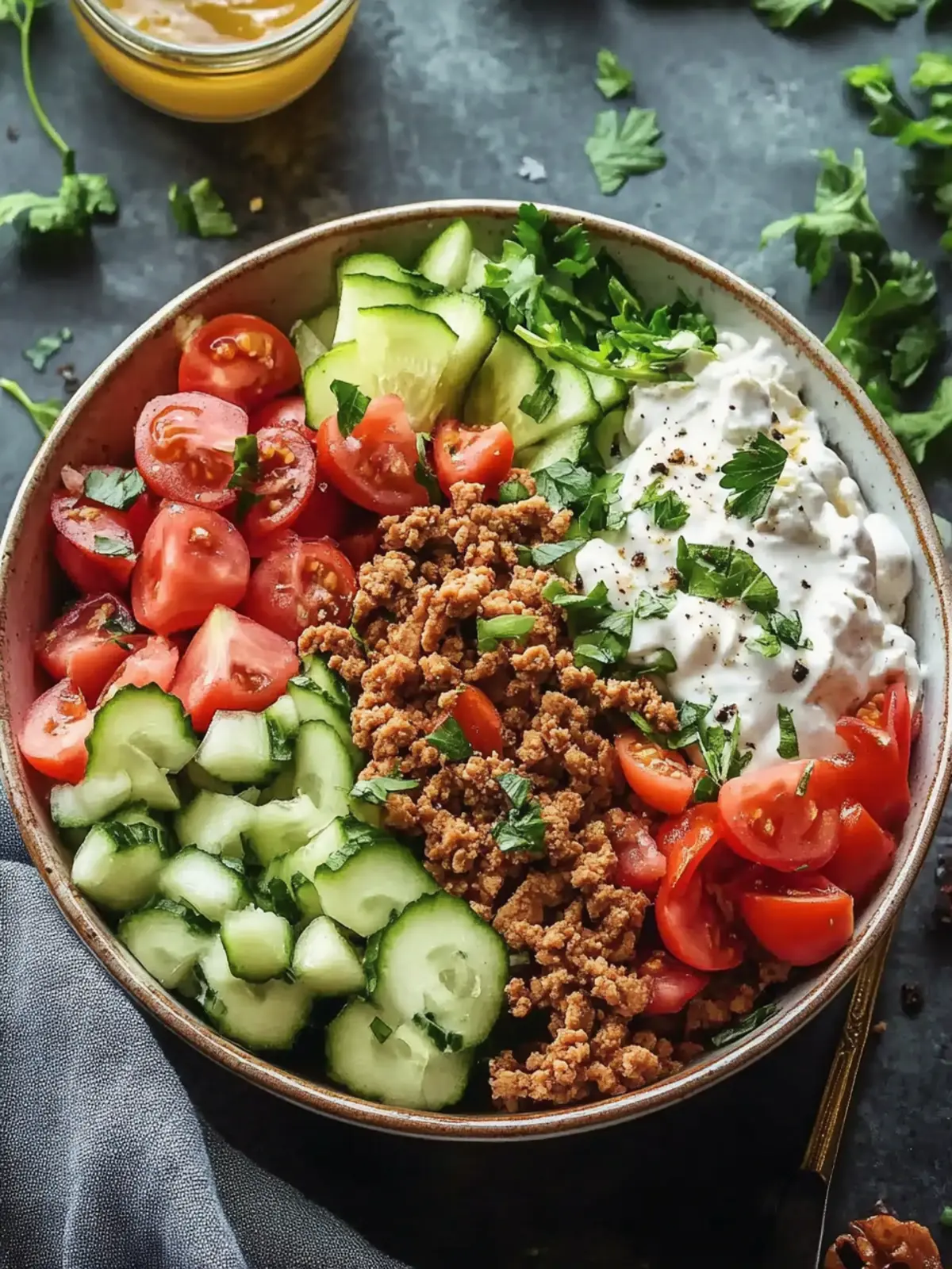Mouthwatering Ground Turkey Bowls with Zesty Yogurt Sauce