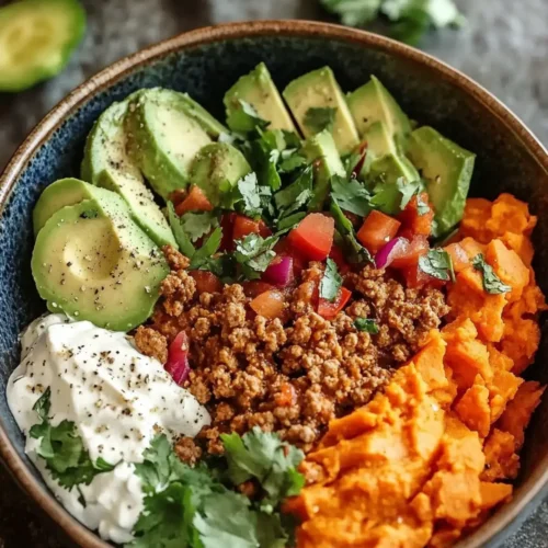 Baked Ground Turkey Sweet Potato Bowl