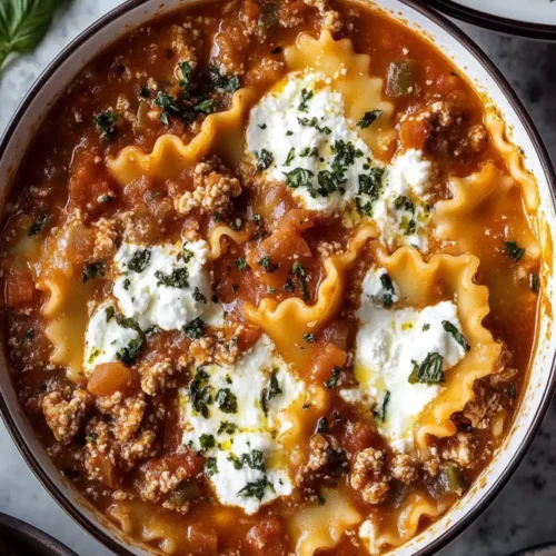 Rich Lasagna Soup with Ricotta