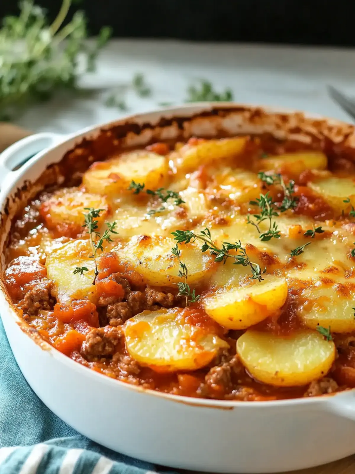Best Hamburger and Potato Casserole with Tomato Soup