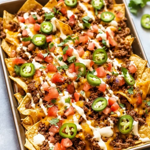 Fully Loaded Ground Beef Nachos (Sheet Pan Nachos)