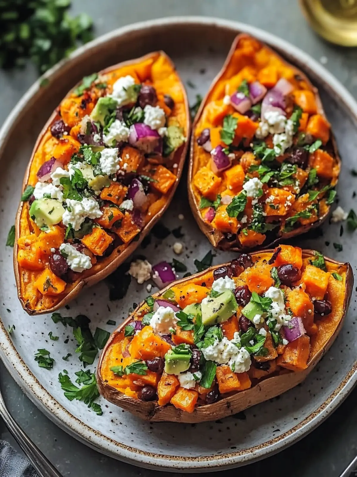 Mediterranean Stuffed Sweet Potatoes