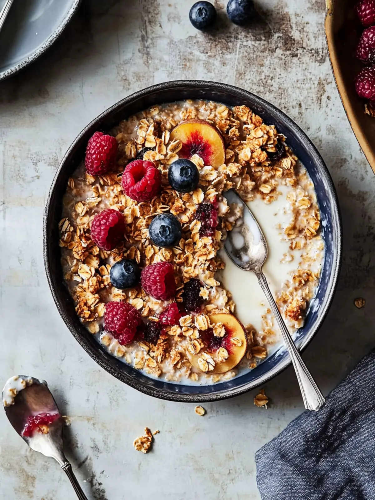 Irresistibly Creamy Baked Oats Breakfast with Blueberries