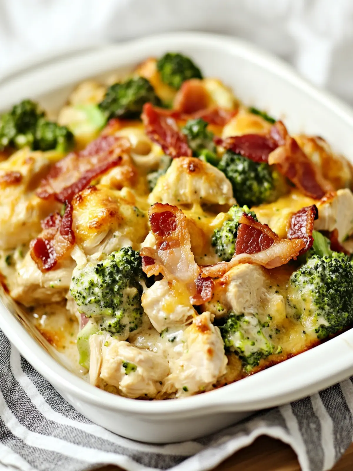 Low Carb Chicken Casserole with Broccoli and Bacon