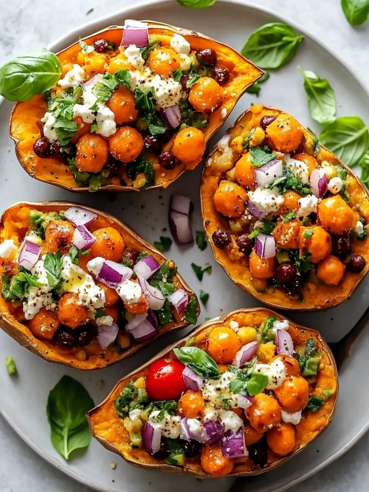 Mediterranean Stuffed Sweet Potatoes