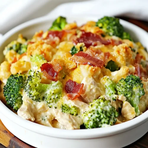 Low Carb Chicken Casserole with Broccoli and Bacon