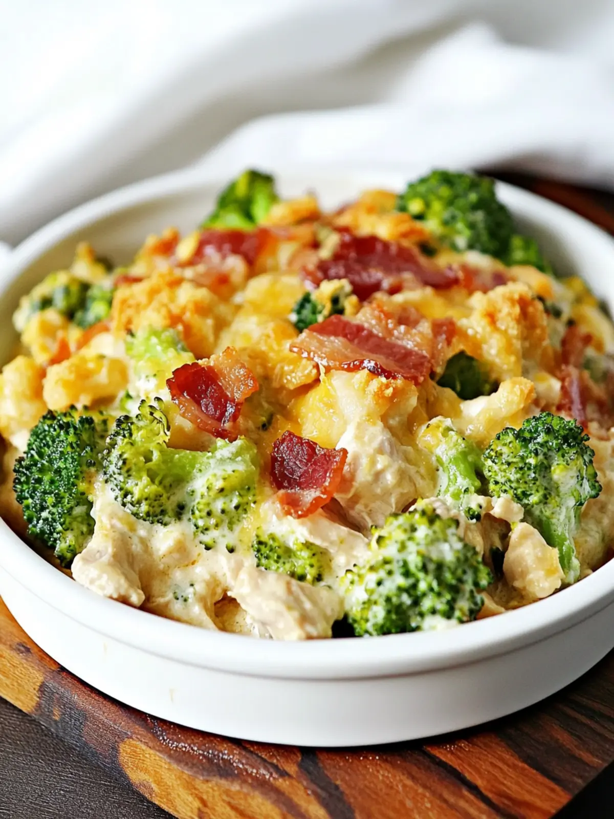 Keto Low Carb Chicken Casserole with Broccoli and Bacon Delight