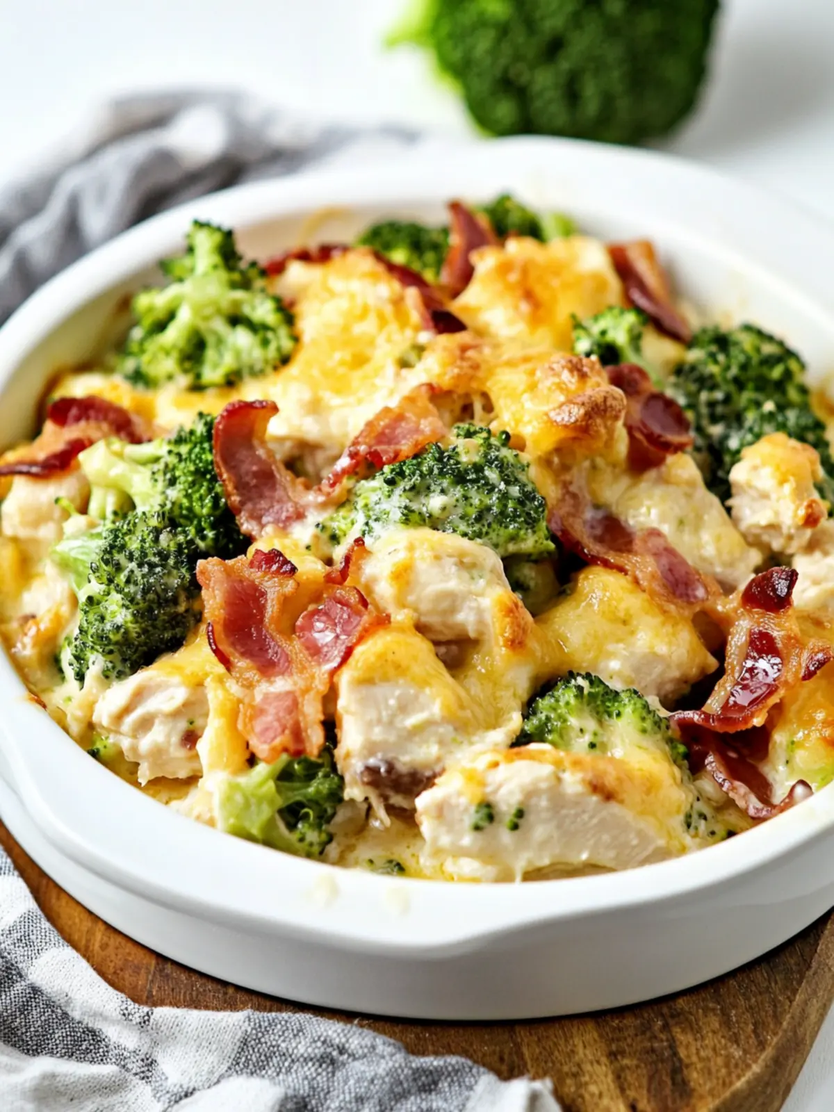 Low Carb Chicken Casserole with Broccoli and Bacon