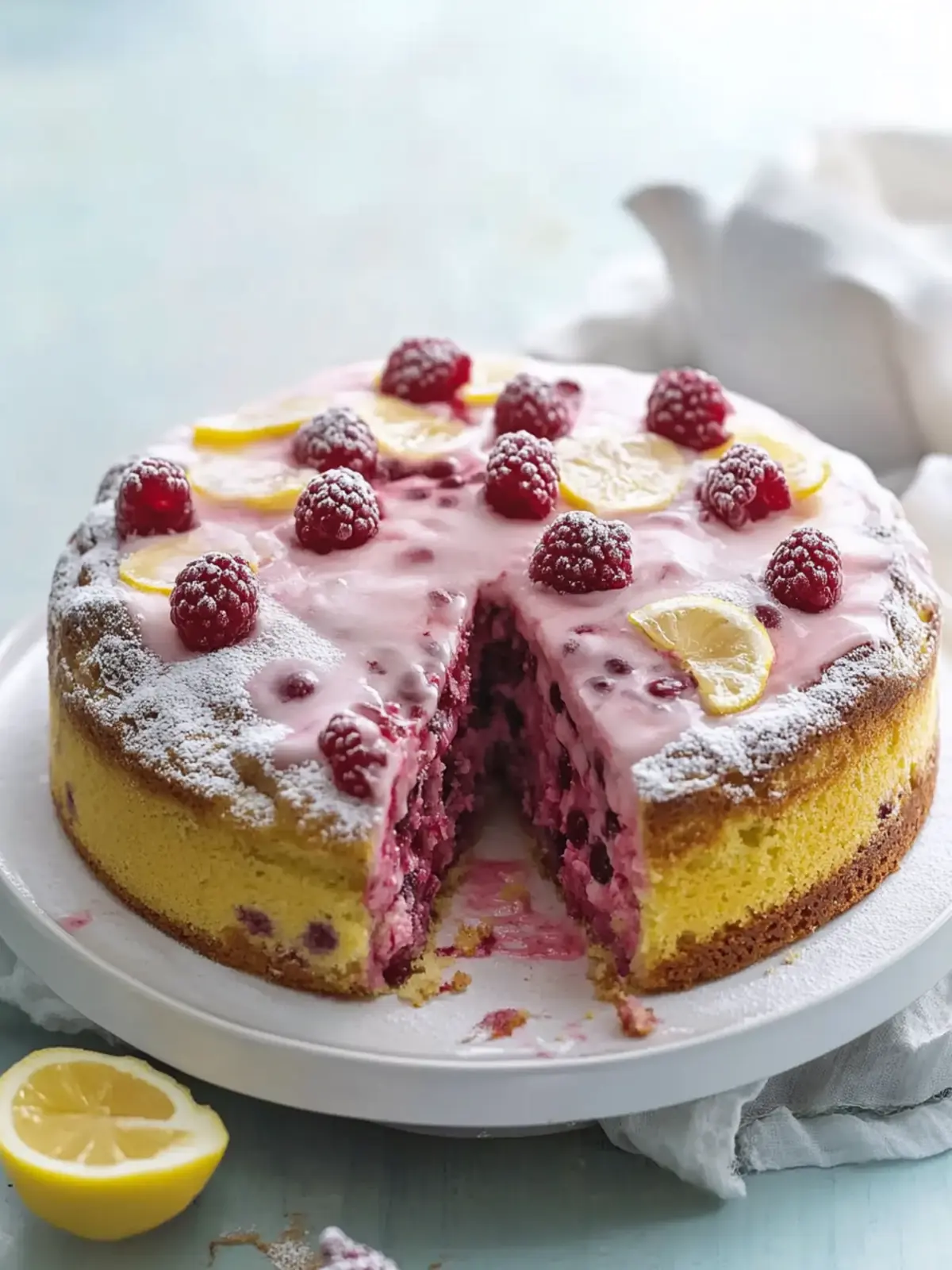 Lemon Raspberry Yogurt Cake