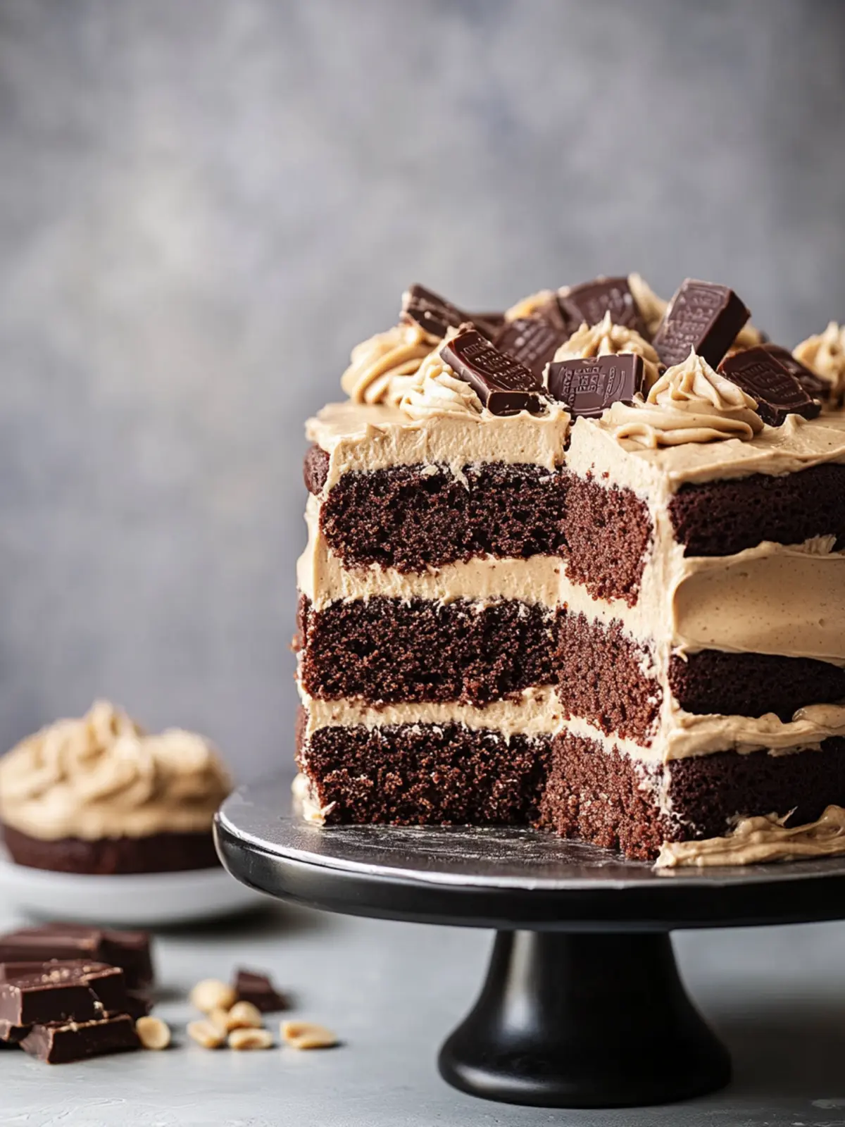chocolate cake with peanut butter icing