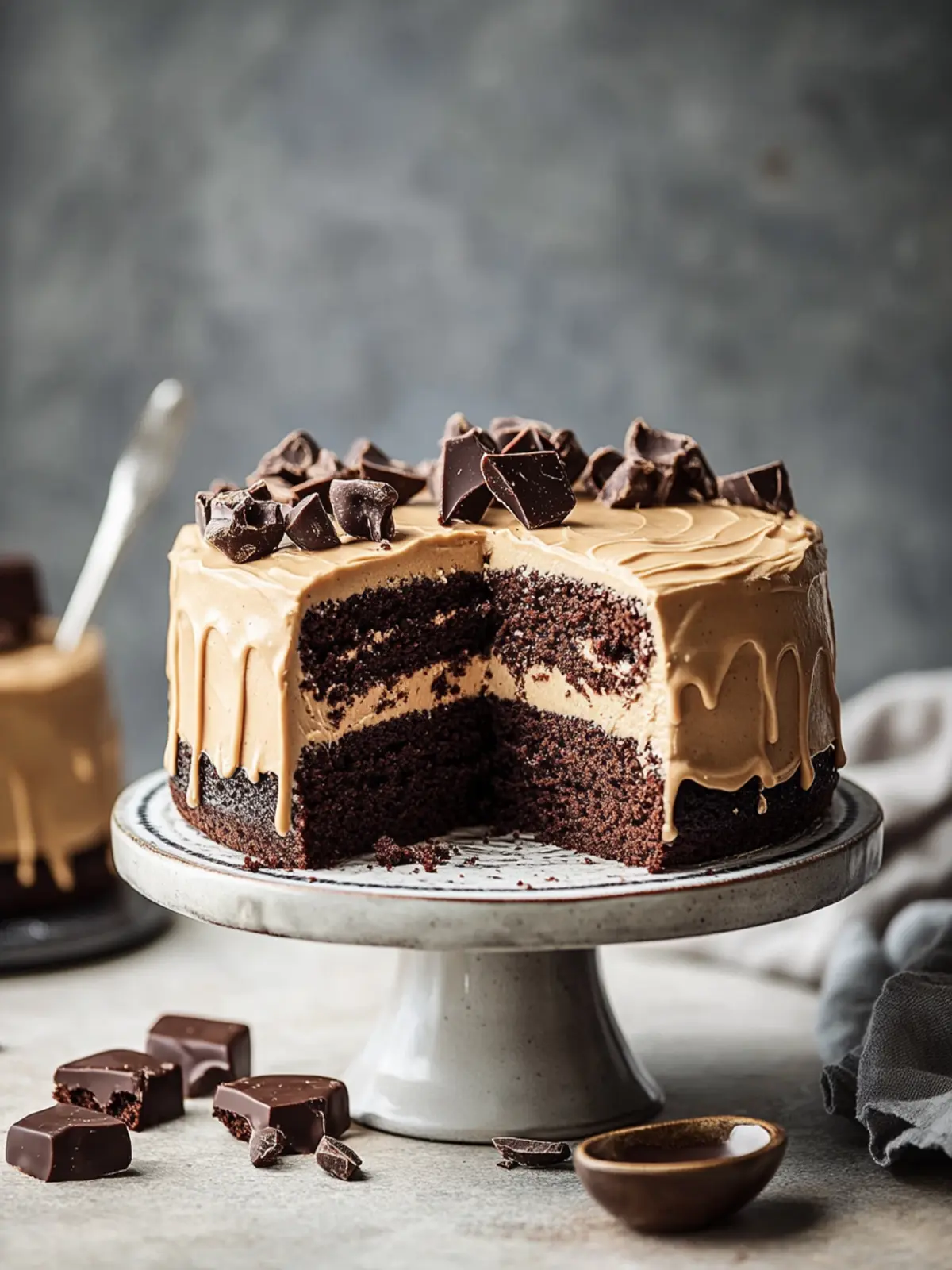 chocolate cake with peanut butter icing